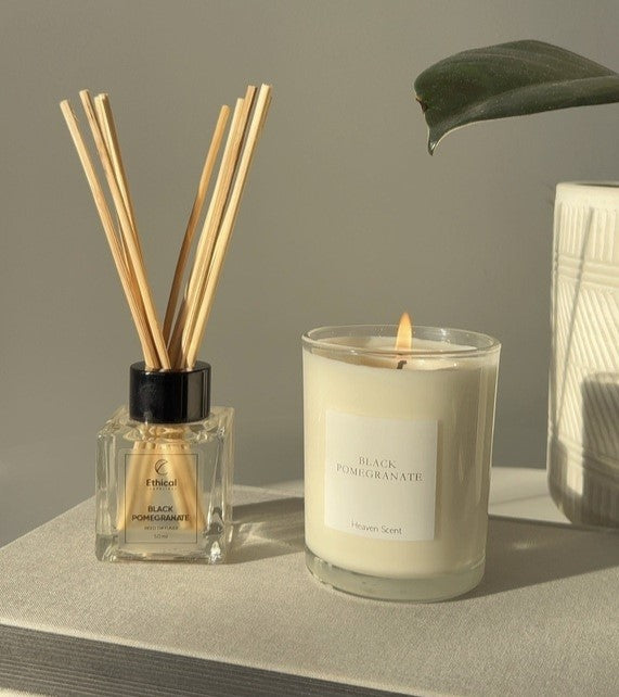 reed diffuser and candle 