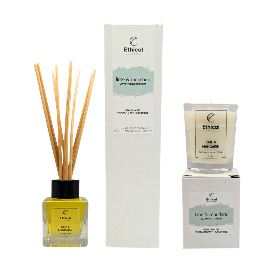 reed diffuser and candle 